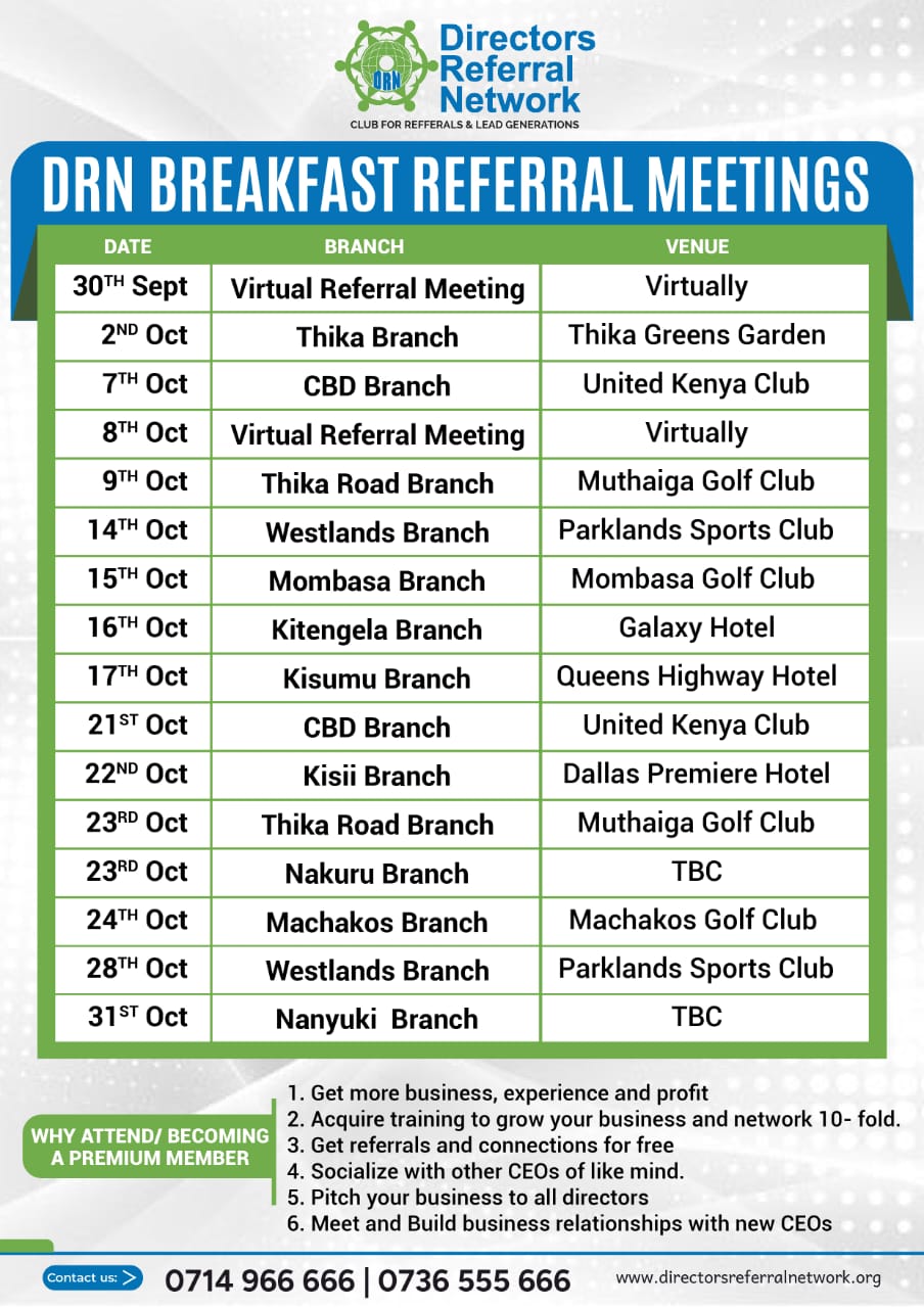 Directors Referral Network October 2025 Breakfast Meetings Poster
